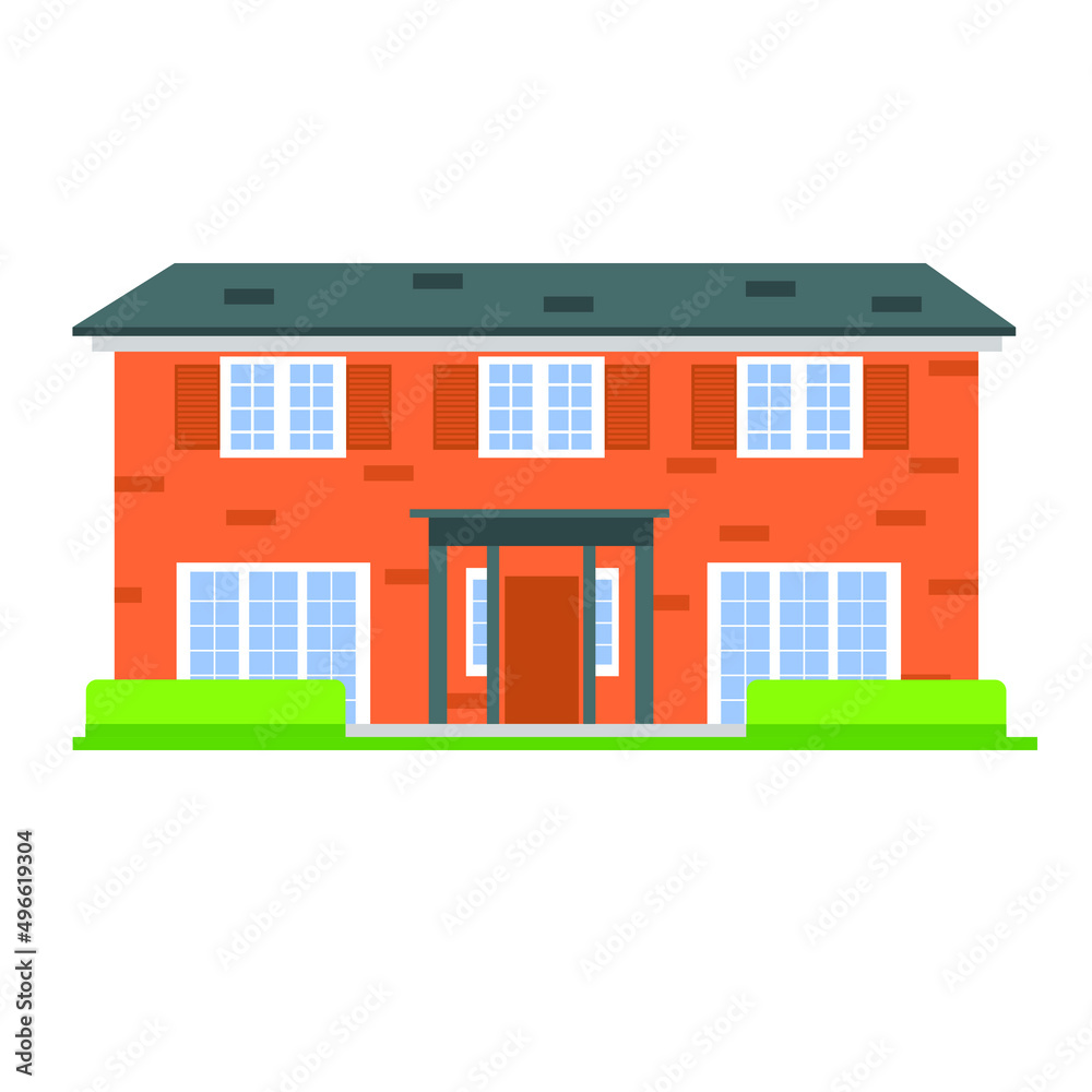 Country residential house, cottage or private house. Residential property isolated on a white background.