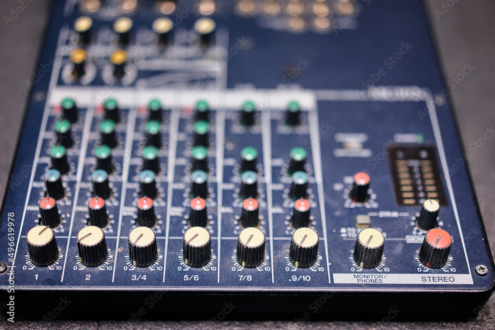 Professional sound engineer's console. Remote control for the sound engineer. Mixing consoles. Remote concert sound engineer. Professional sound engineer's console. Remote control for the sound engineer. Mixing consoles. Remote concert sound engineer.