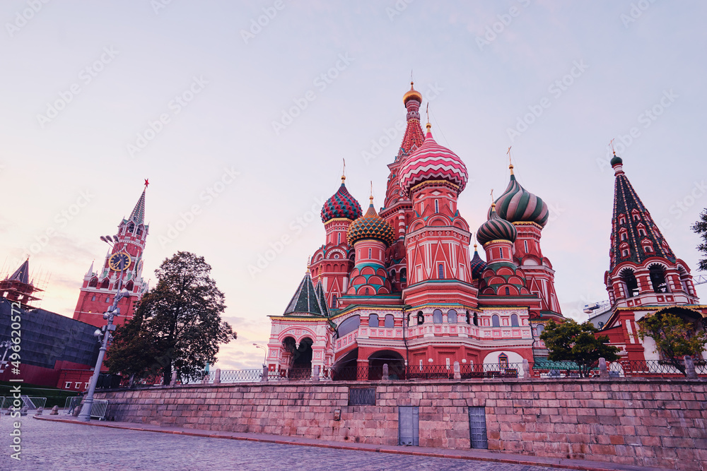 Moscow, Russia, Red square, view of St. Basil's Cathedral.