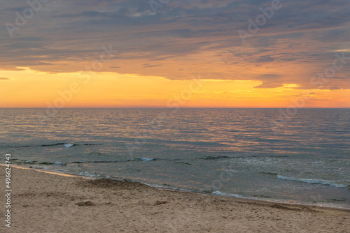 View on landscape of sunset at beach. Travel concept