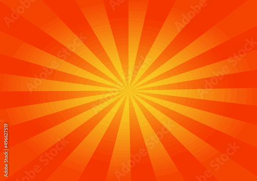 abstract Orange Sunburst Background. Radial. Summer Banner. Vector Illustration