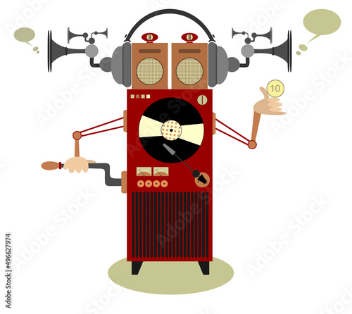 Slika na platnu Jukebox illustration isolated. Funny old style jukebox