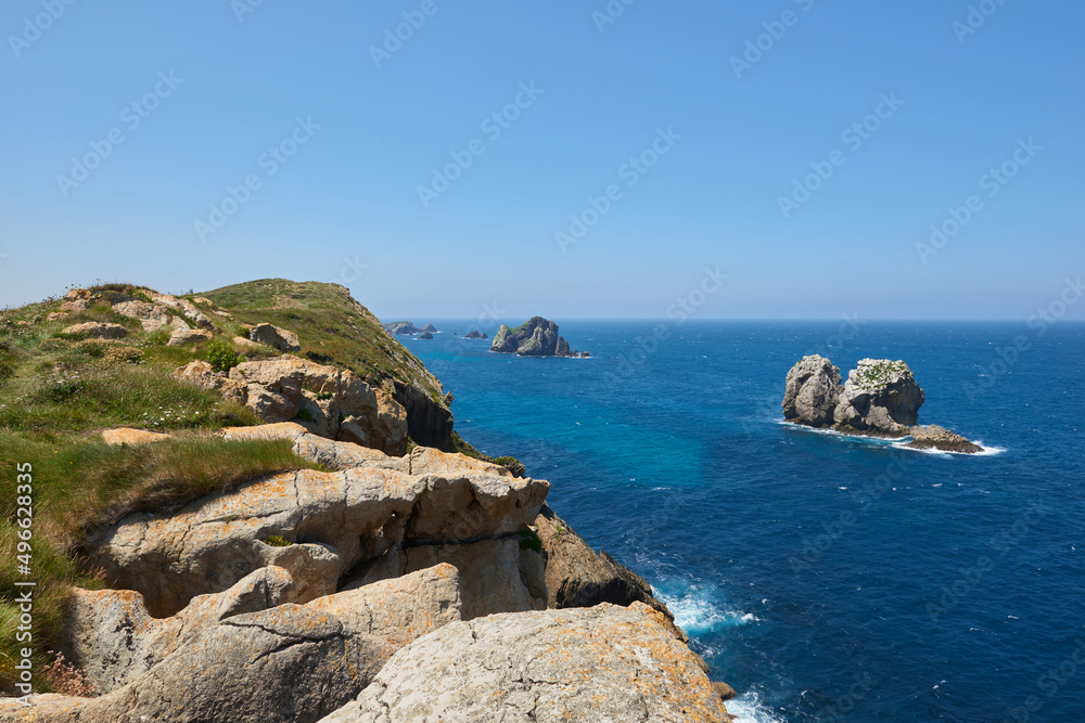 Various rock formations on cliffs in northern Spain