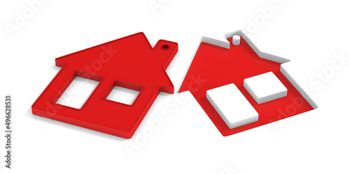 red house on white background. Isolated 3d illustration