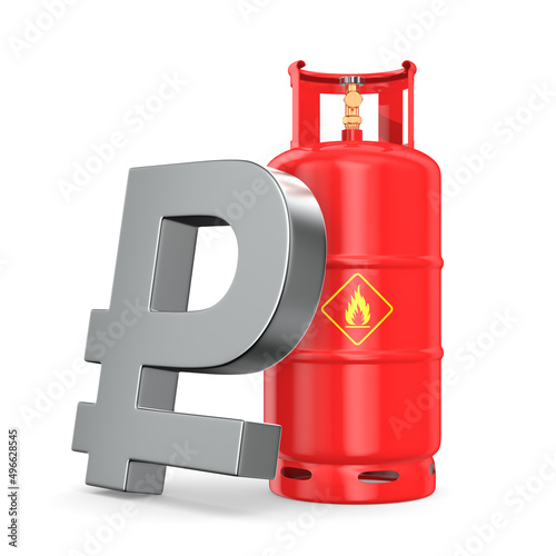 gas cylinder and sign ruble...
