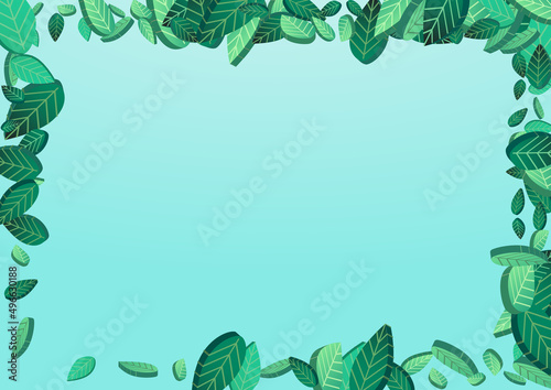 Mint Leaf Nature Vector Blue Background