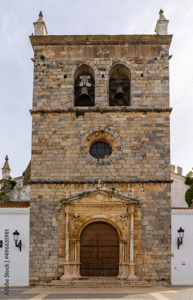 view of the historic Santa Maria Magdalena church in the old town of Olivenza