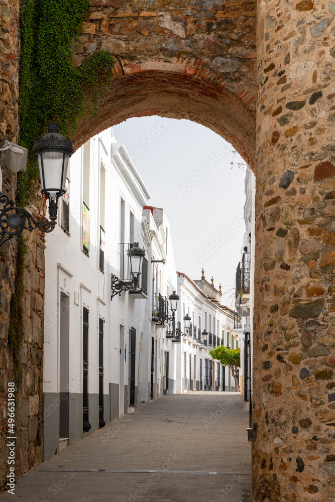 Fototapeta premium city gate leads into the narrow streets of historic old town Olivenza