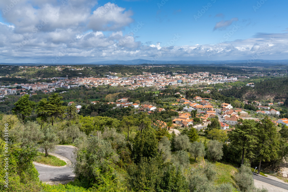 high angle view of the town of Ourem in the Alentejo region of Portugal