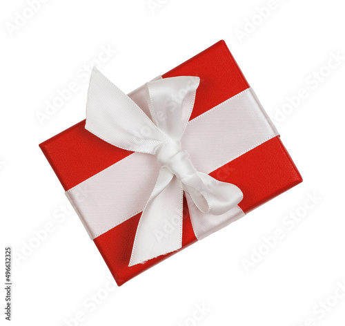 Red gift box with white sat...