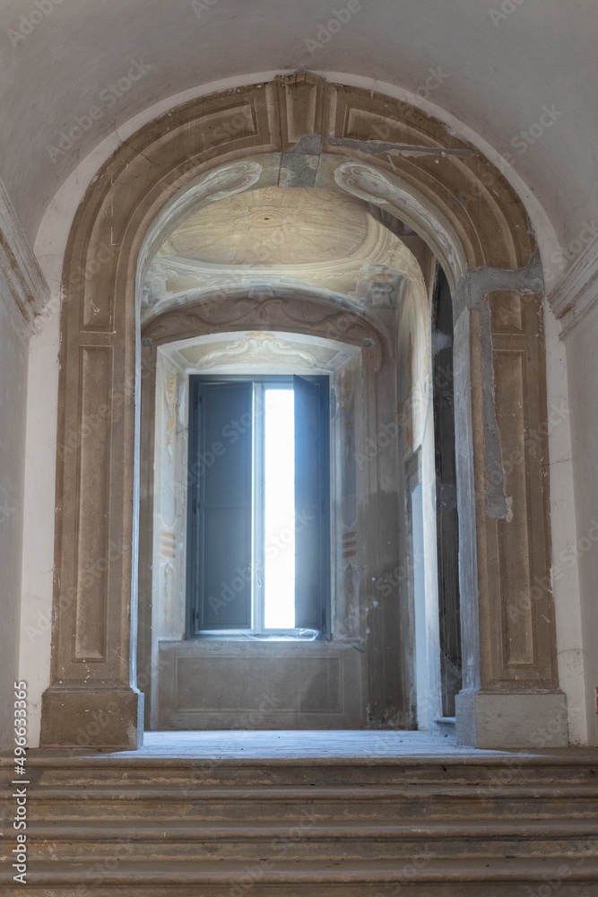 old vintage window in a beautiful European architecture building