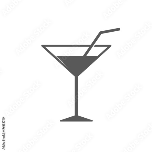 vector illustration of a cocktail glass flat icon.