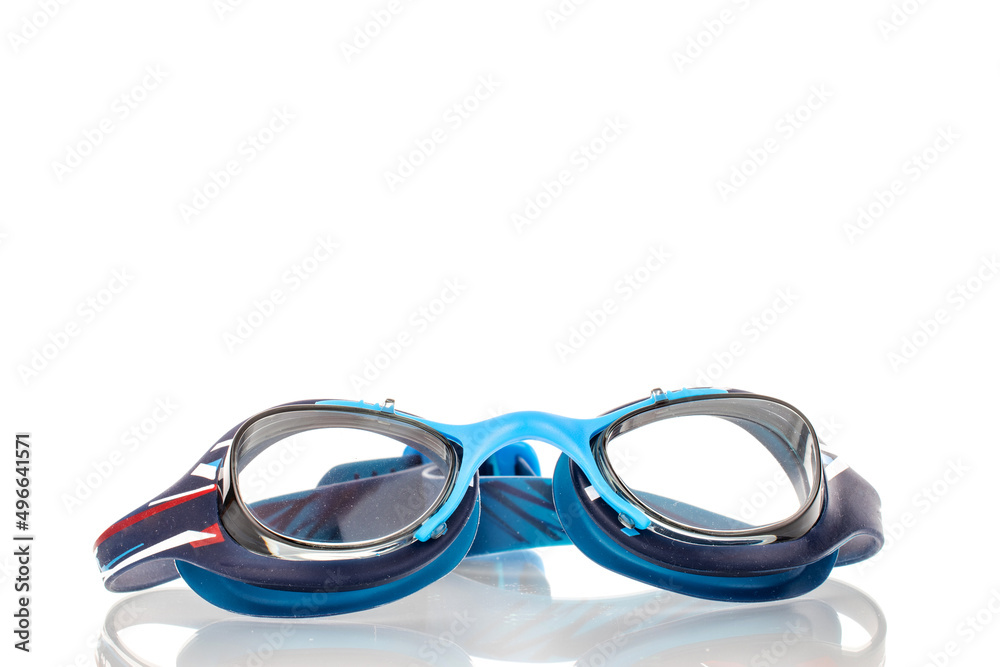 Fototapeta premium One goggles for swimming, close-up, isolated on a white background.