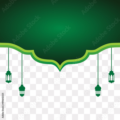 green islamic background element design, islamic mosque shape with copy space template vector