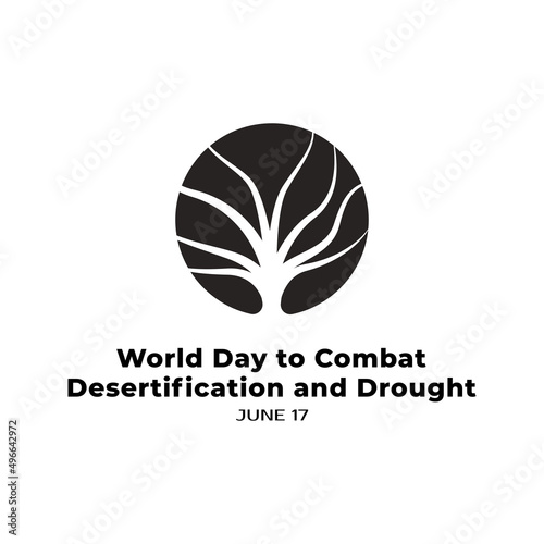  World day to combat desertification and drought logo symbol, Dry tree silhouette illustration.