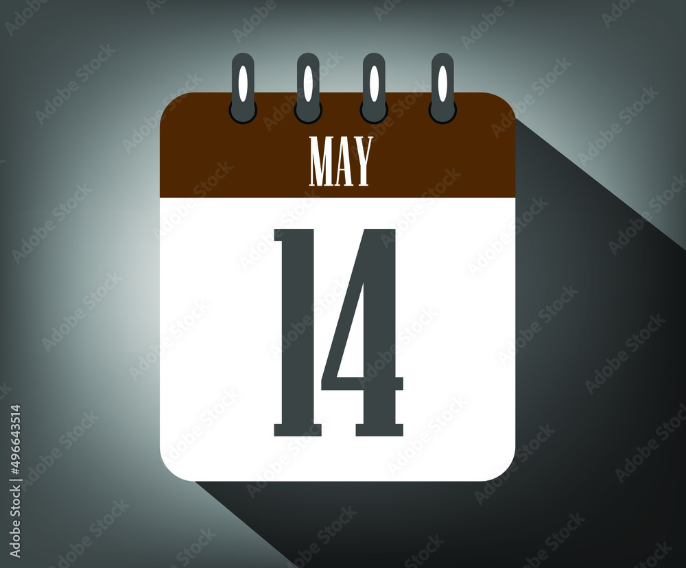 Icon day 14 may, template calendar brown date for events and holidays with dark background Icon day 14 may, template calendar brown date for events and holidays with dark background