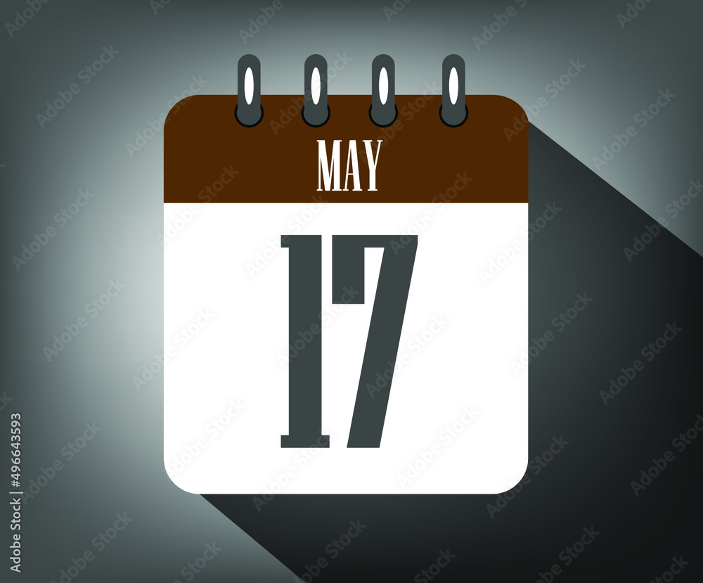 Icon day 17 may, template calendar brown date for events and holidays with dark background Icon day 17 may, template calendar brown date for events and holidays with dark background
