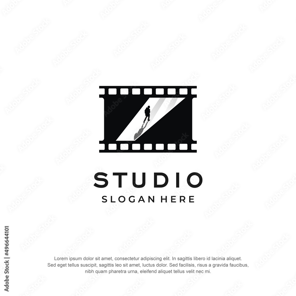 studio film logo creative idea walking premium vector
