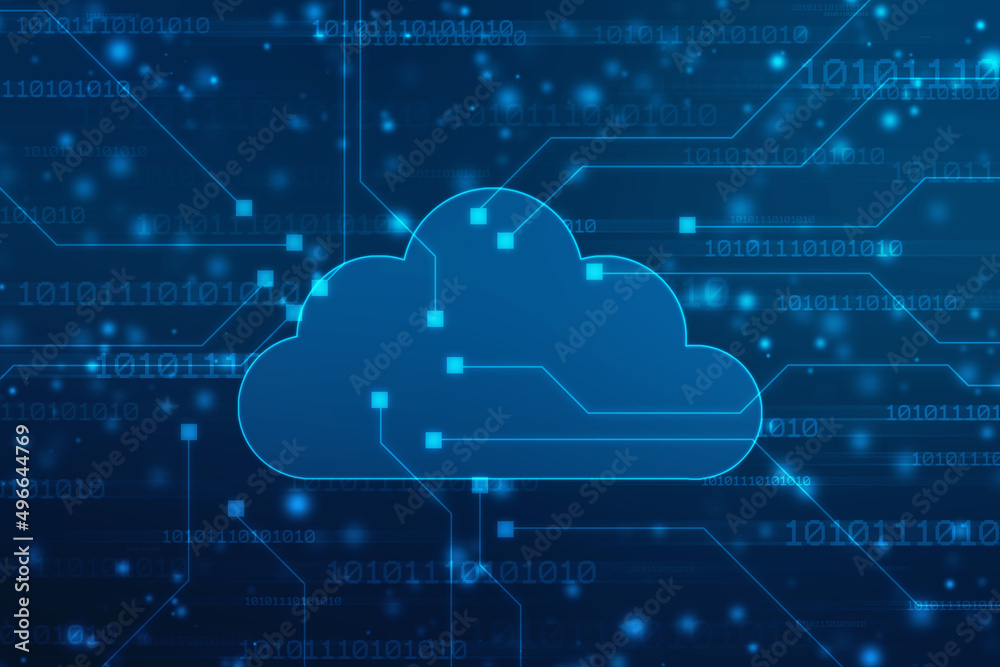 2d illustration of Cloud computing, Digital Cloud computing Concept background. Cyber technology, internet data storage, database and data server concept 2d illustration of Cloud computing, Digital Cloud computing Concept background. Cyber technology, internet data storage, database and data server concept