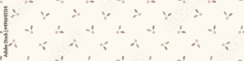 Slika na platnu Calm newborn baby minimal foliage seamless border pattern