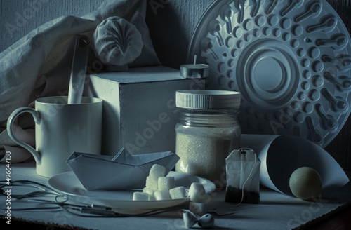composition made of white objects