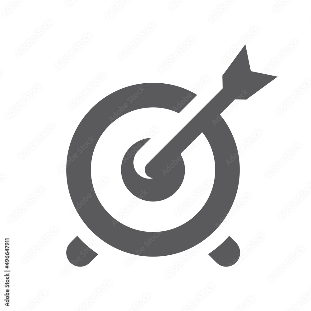 Target and arrow black vector icon. Business goal and strategy filled symbol. Target and arrow black vector icon. Business goal and strategy filled symbol.
