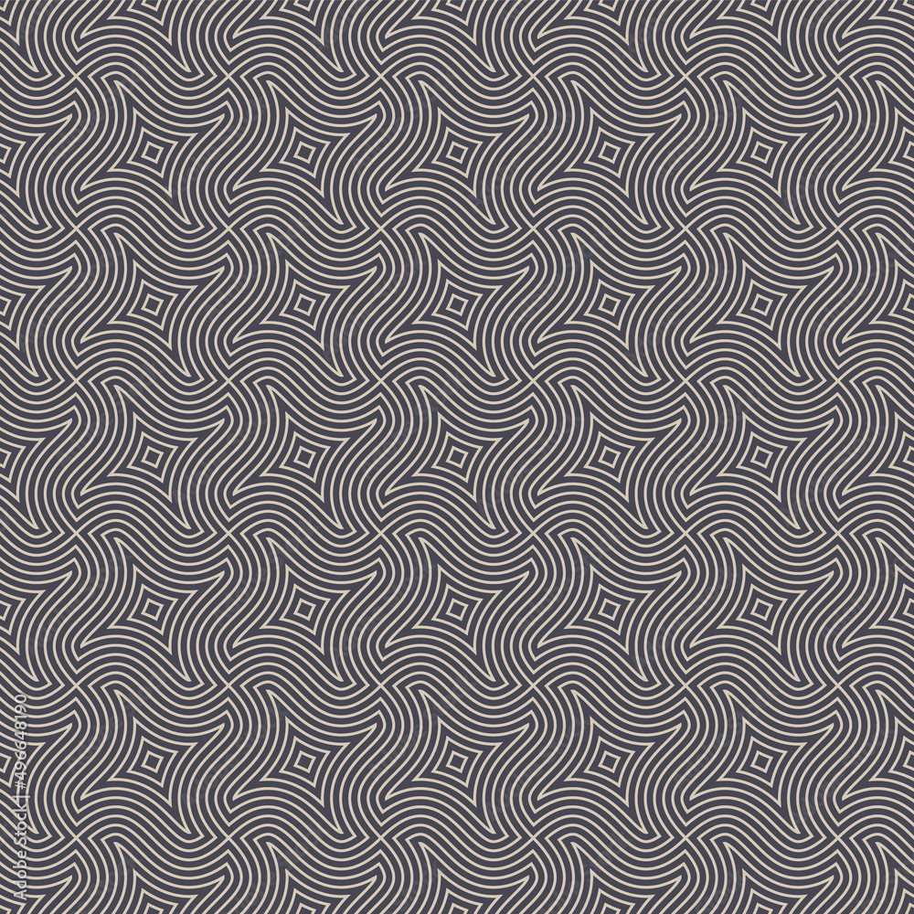 Ethnic Oriental Linear Seamless Pattern Vector Vintage Grey Abstract Background. Weaving Thin Curved Lines Elegant Endless Wallpaper. Decorative Ornament Repetitive Pattern. Subtle Geometric Texture