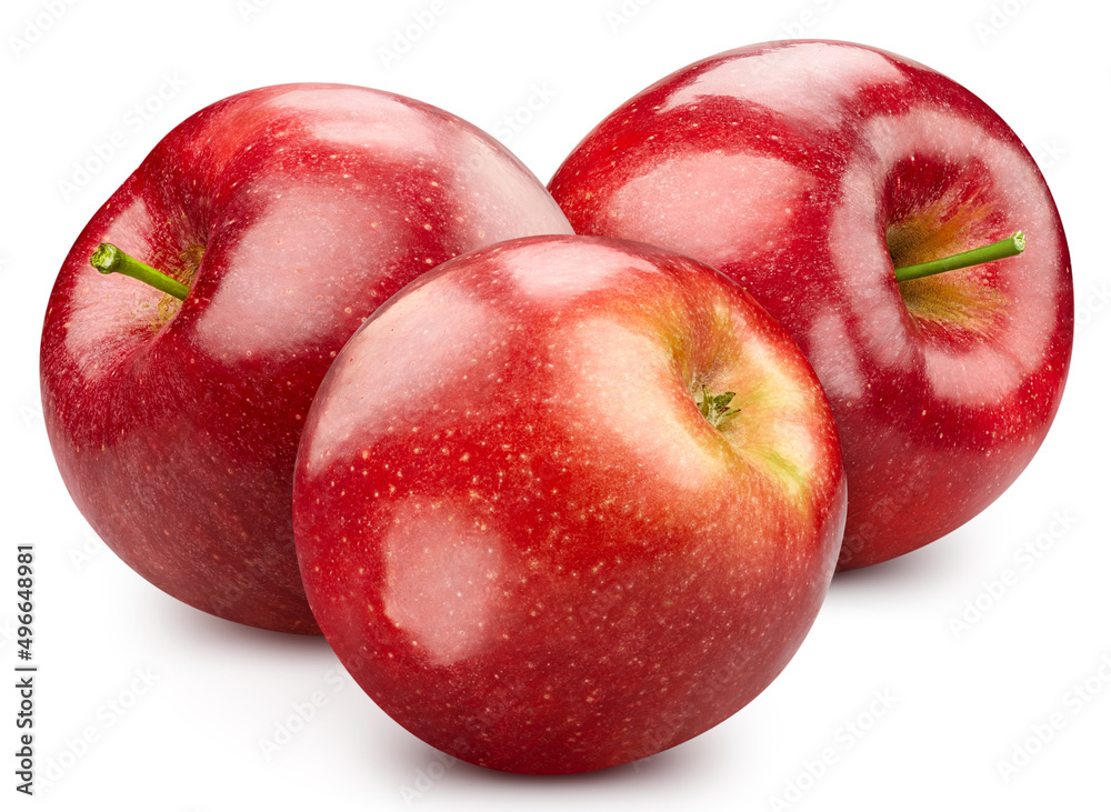 Red apple. Fresh organic apple isolated on white background. Apple macro. With clipping path
