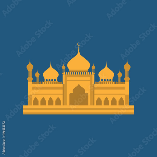 Islamic mosque flat design as a symbol in the month of Ramadan