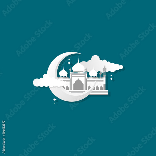 Islamic mosque flat design as a symbol in the month of Ramadan