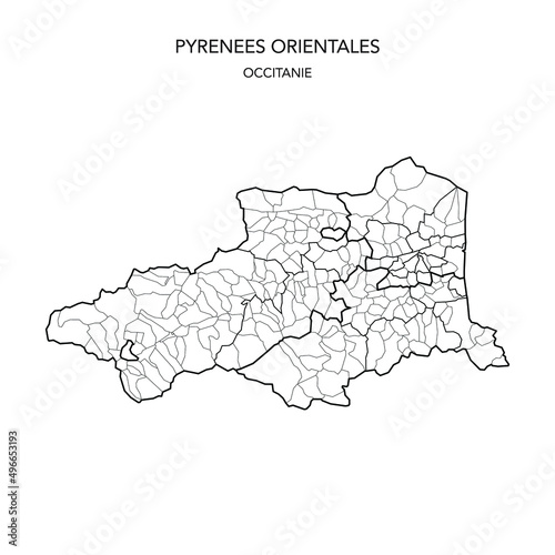 Map of the Geopolitical Subdivisions of The D  partement Des Pyr  n  es-Orientales Including Arrondissements  Cantons and Municipalities as of 2022 - Occitanie - France