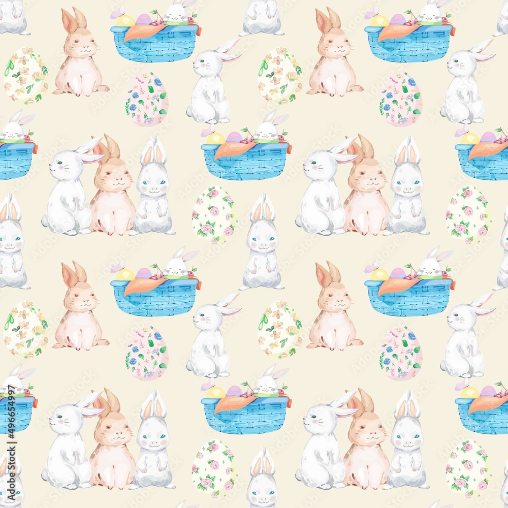 Happy Easter seamless pattern background. Vector illustration. Happy Easter seamless pattern background. Vector illustration.