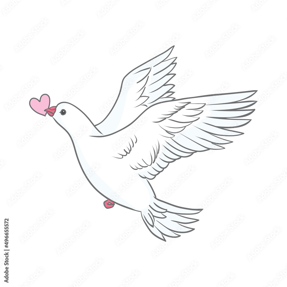 Dove with an olive branch, a symbol of peace. Symmetric composition with two white pigeons and in stamp style. Vintage vector illustration for banners and cards. Dove with an olive branch, a symbol of peace. Symmetric composition with two white pigeons and in stamp style. Vintage vector illustration for banners and cards.