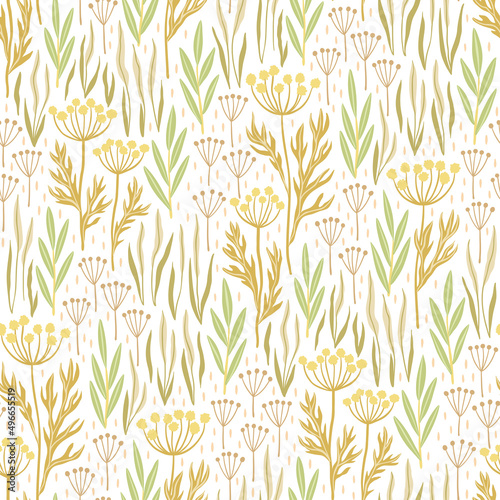 Fototapeta Naklejka Na Ścianę i Meble -  Hand-drawn seamless pattern with stylized wildflowers. Colorful floral illustration for paper and gift wrap. Fabric print textured design. Creative stylish background.