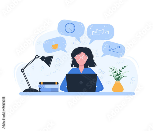 Flat vector illustration of a multitasking girl © VitaArt
