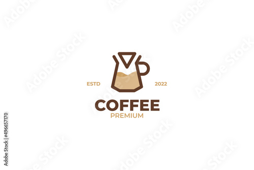 Flat coffee paper filter dripper logo design