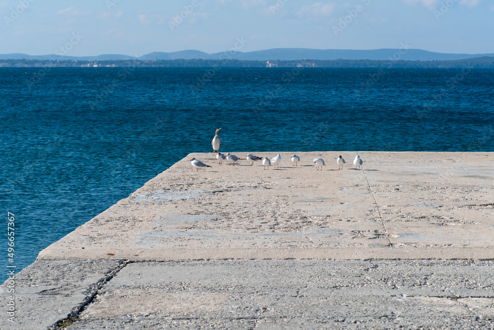 Off saison on the coast in Petrcane near Zadar in the dalmatian region in Croatia.