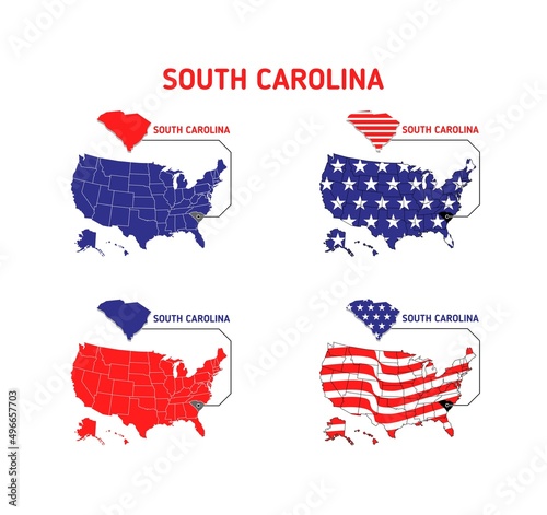 South Carolina map usamap usa map with usa flag design illustration vector eps format , suitable for your design needs, logo, illustration, animation, etc. photo