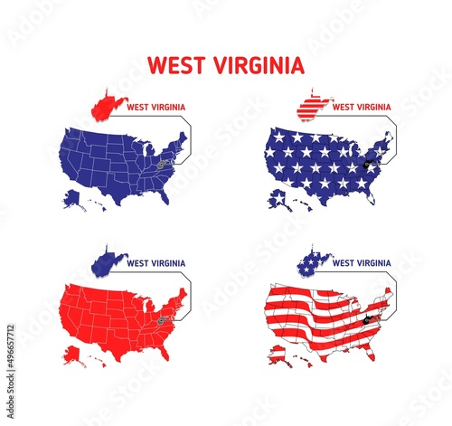 West Virginia map usamap usa map with usa flag design illustration vector eps format , suitable for your design needs, logo, illustration, animation, etc. photo