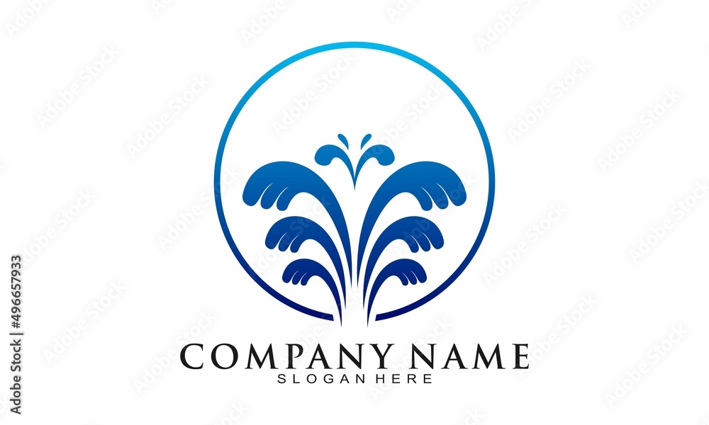 Water fountain elegant logo design Water fountain elegant logo design