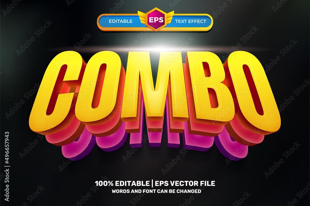 Super combo trend hype triple layer 3D Editable text Effect Style Stock  Vector