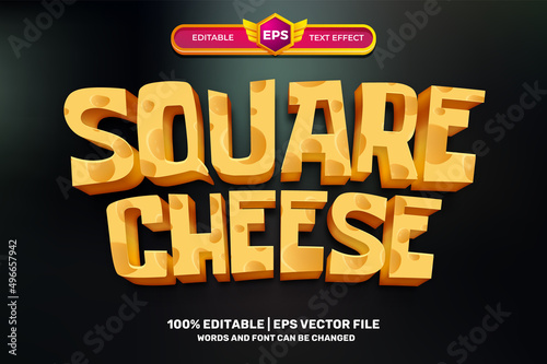 square cheese cartoon adventure Bold 3D Editable text Effect Style