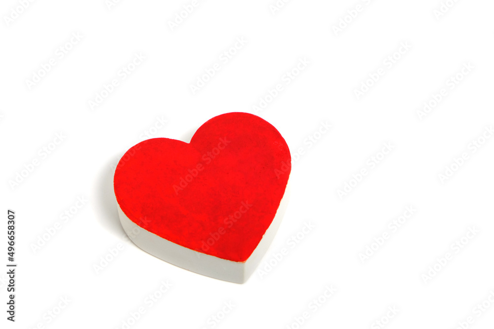 Red heart white background.Banner,blank copy space.