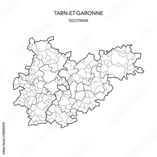Vector Map of the Geopolitical Subdivisions of the French Department of Tarn-et-Garonne Including Arrondissements, Cantons and Municipalities as of 2022 - Occitanie - France