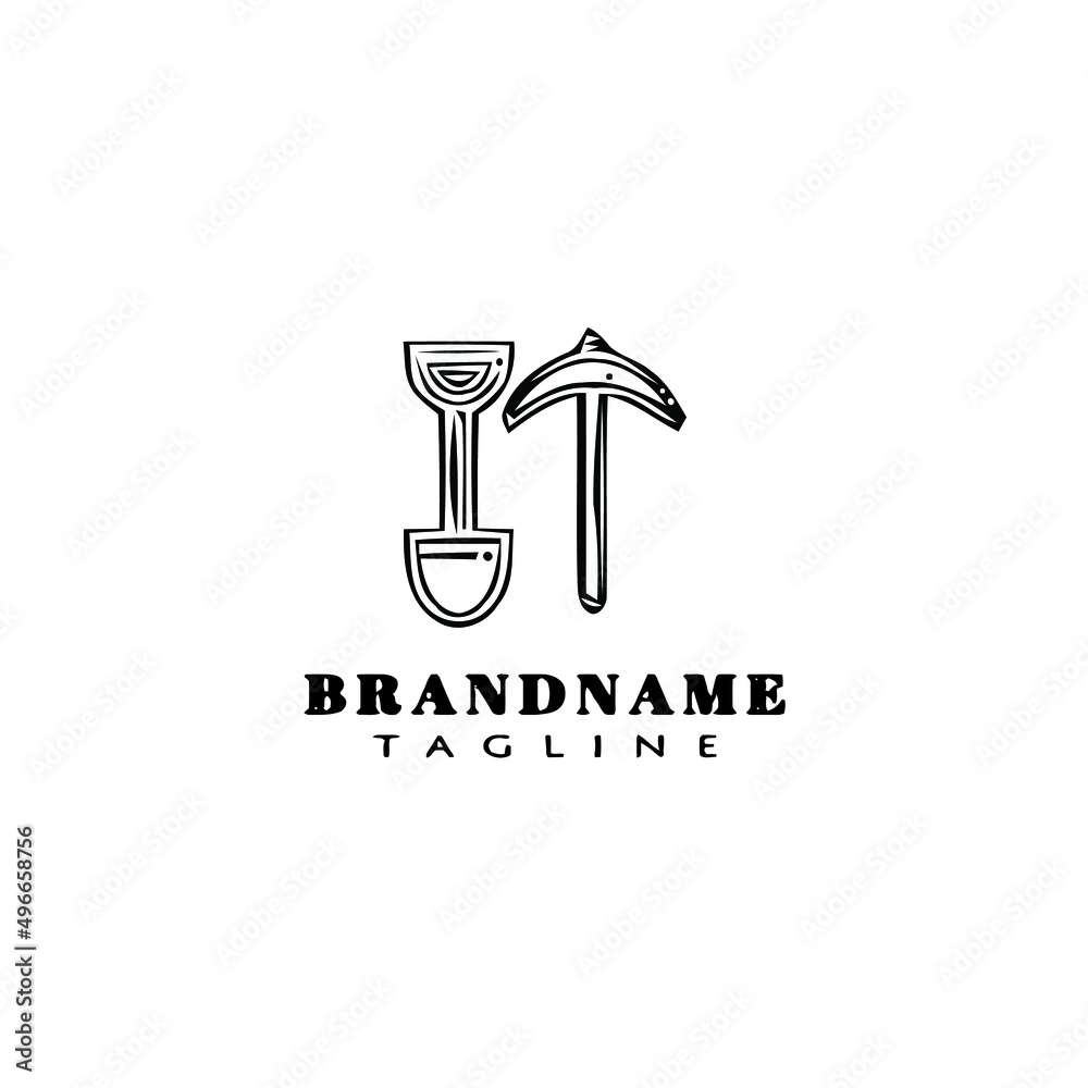 shovel and ax logo icon design template illustration shovel and ax logo icon design template illustration