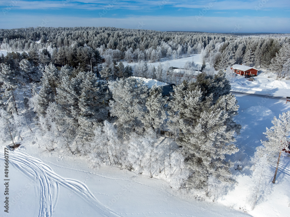 Drone shots Finland holiday sunset ice winter sky 