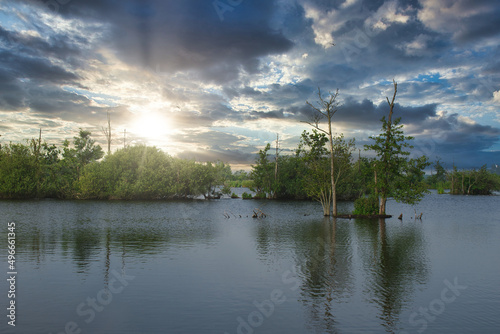 sunset over the lake