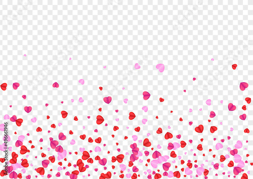 Tender Heart Background Transparent Vector. Abstract Frame Confetti. Violet Greeting Texture. Pink Confetti Fall Illustration. Fond Congratulation Pattern.