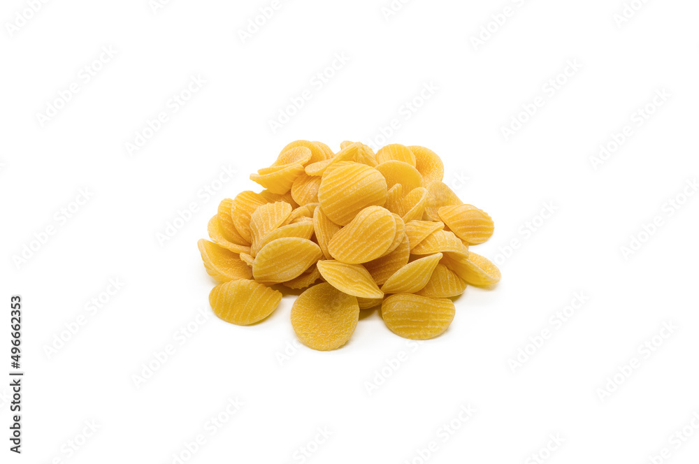 Orecchiette Italian pasta isolated on white background Orecchiette Italian pasta isolated on white background