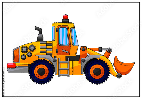 children's illustration. picture of a tractor in the field.